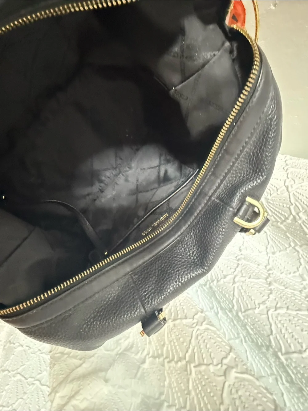 Michael Kors Black Pebbled Leather Satchel with Gold Hardware